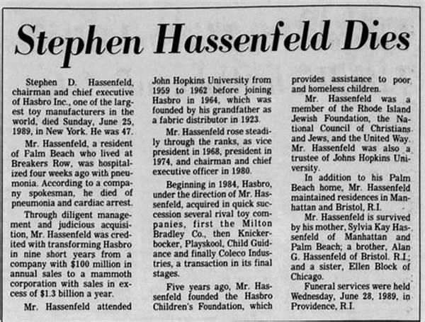 Stephen D. Hassenfeld Net Worth