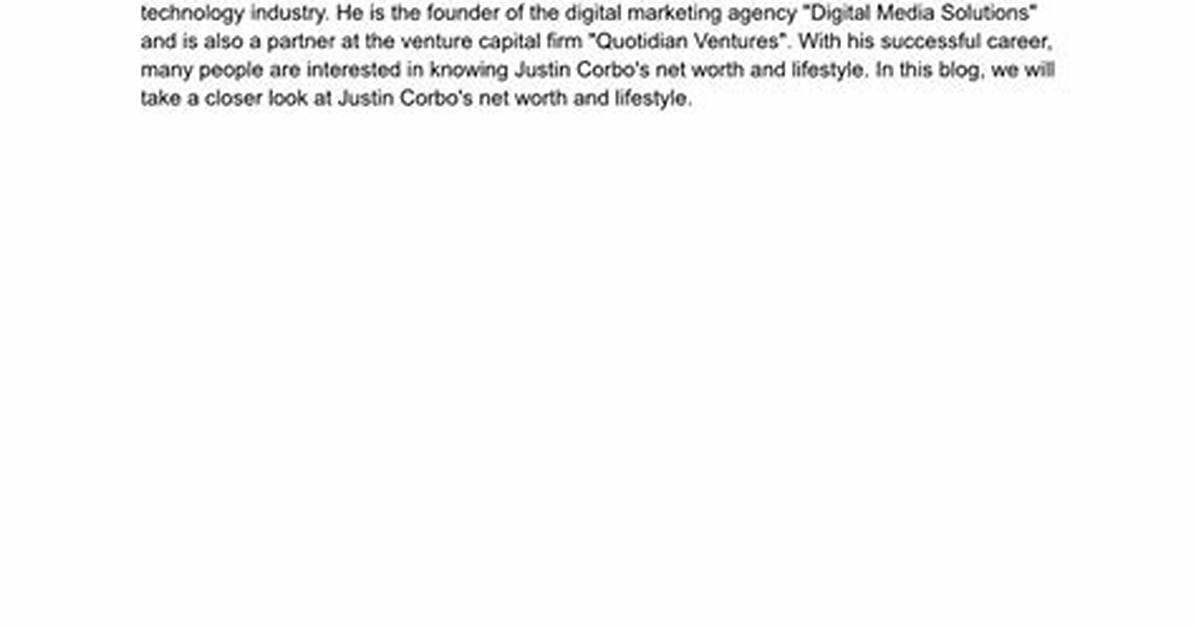 Vinson Corbo Net Worth